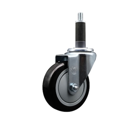 Service Caster 4'' SS Black Poly Wheel Swivel 1'' Expanding Stem Caster SCC-SSEX20S414-PPUB-BLK-1
